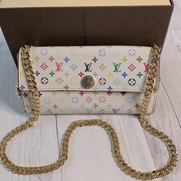 ๐๐๐ค๐Luis Vuitton monogram multicolor Portefeuille Sarah wallet cros bodybag - Picture 3 of 9